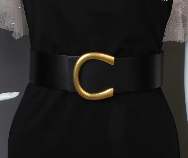 Coat Wide Belt Ladies Decorative Fashion Matching Dress Black - Shop at LoveMi