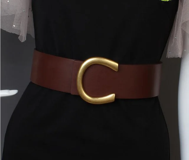 Coat Wide Belt Ladies Decorative Fashion Matching Dress Coffee - Shop at LoveMi