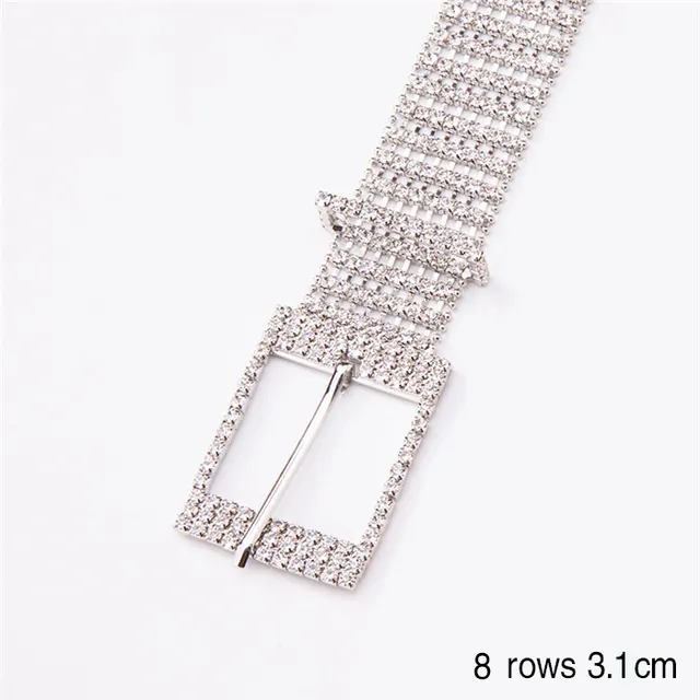 Women's Shiny Alloy Belt With Rhinestones Silver - Shop at LoveMi