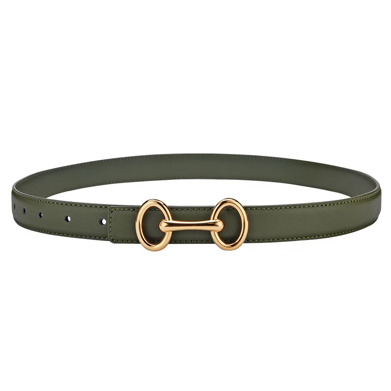 All-match Belt Jeans Dress Collocation - Green