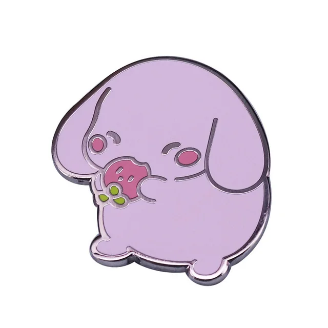 Cute Strawberry Dog Brooch, Metal Enamel Badge, Lapel Pin Photo Color - Shop at LoveMi