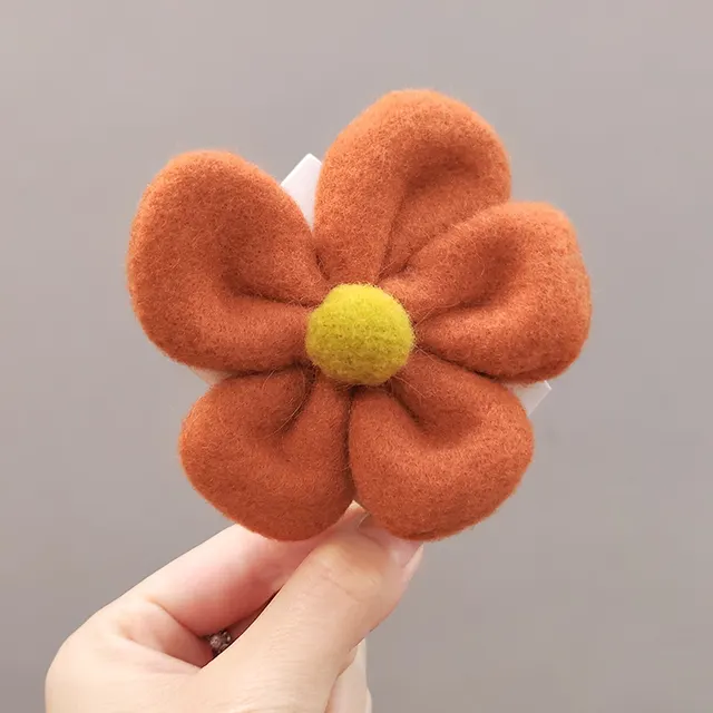 Flower Hair Circle Plush Leather Case Hairpinorange - Shop at LoveMi