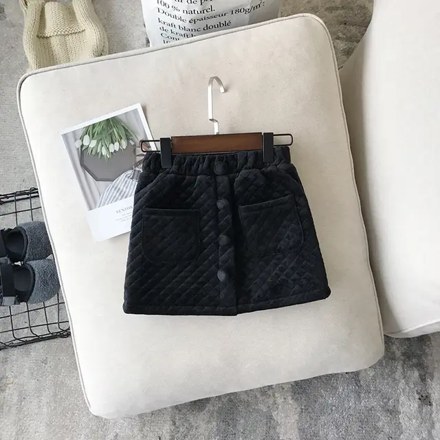 Girls Fashion All match Plus Velvet Padded Skirt Black - Shop at LoveMi