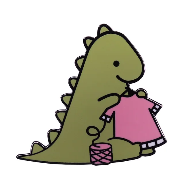 Cute Dinosaur Knit Sweater Brooch Creative Knitting Black - Shop at LoveMi