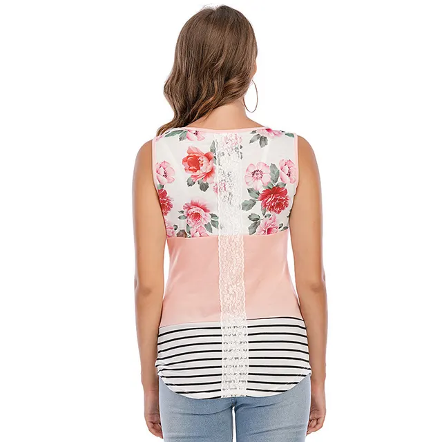 Printed Striped Lace For Maternity Wear Pink - Shop at LoveMi