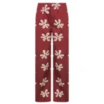 burgundy with cream daisy print