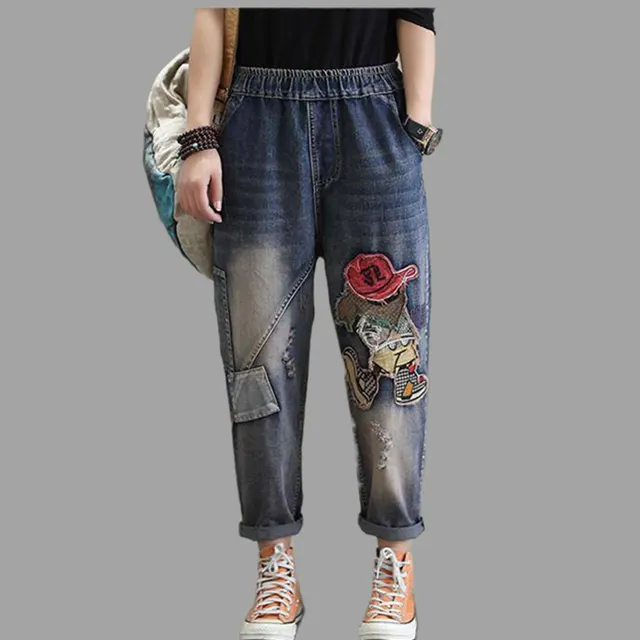 Women's Jeans Comfortable And Casual Elastic Waist Wide Legs Little Red Riding Hood - Shop at LoveMi