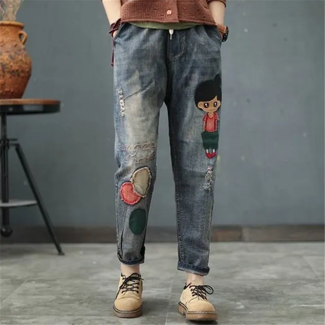 Women's Jeans Comfortable And Casual Elastic Waist Wide Legs Pretty Girl - Shop at LoveMi