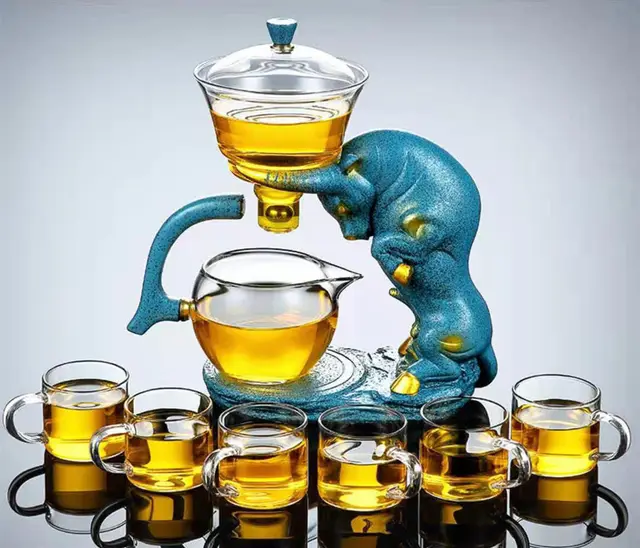 Automatic Glass Tea Set Home Living Room Blue Bull Suit - Shop at LoveMi
