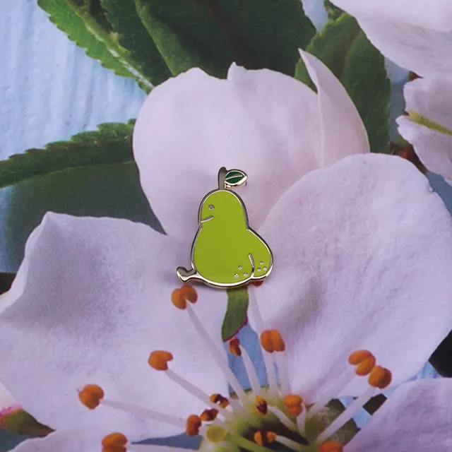 Cute Pear Brooch Cartoon Fruit Badge Gold - Shop at LoveMi