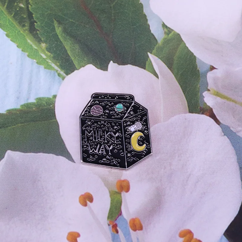 Space Milky Way Pin Starlight Milk Carton - Silver