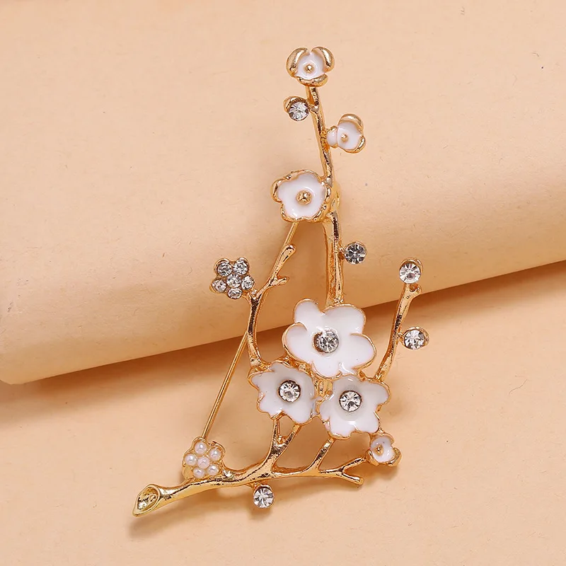 Alloy Golden Vintage Elegant Plum Brooch White Kc Gold - Shop at LoveMi