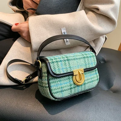 Net Celebrity Fashion Small Bag Female Tide Houndstooth Green - Shop at LoveMi