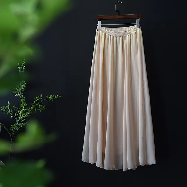 Ladies Chiffon Beach Mid-length Skirt - Nude