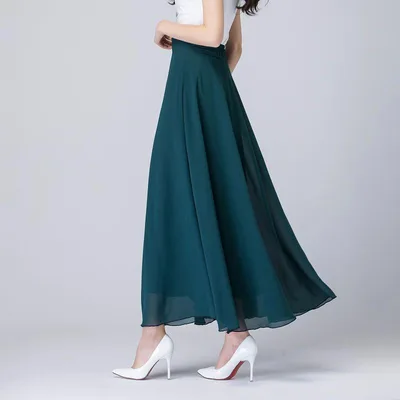 Ladies Chiffon Beach Mid length Skirt Peacock Blue - Shop at LoveMi