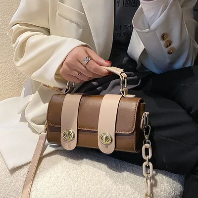 Ladies Fashion All match Portable Small Square Bag Brown - Shop at LoveMi