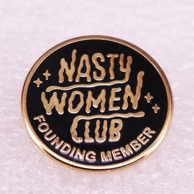 Feminist Brooch Round Letter Metal Badge Gold - Shop at LoveMi