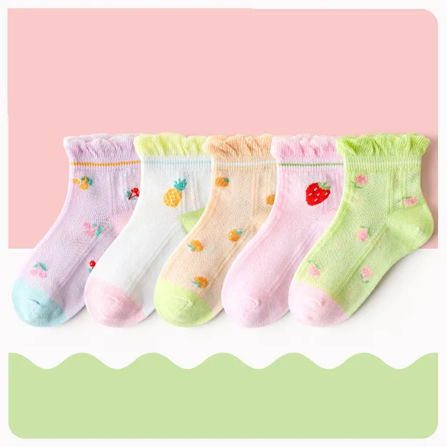 Children's Mesh Card Silk Lightweight Breathable Lace Strawberry Cotton Socks Fruit Lace - Shop at LoveMi