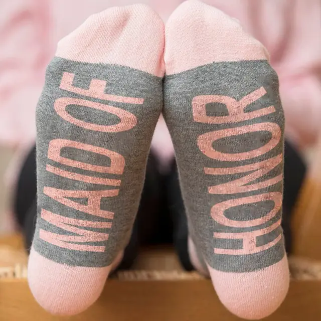 Wedding Party Bridesmaid Bride Cotton Socks Pink - Shop at LoveMi