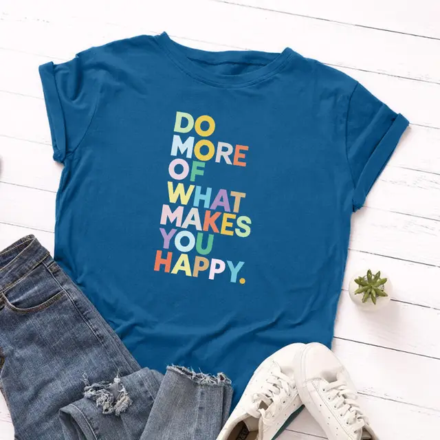 Women's Loose Round Neck Short sleeved T shirt With Letters Royal Blue - Shop at LoveMi