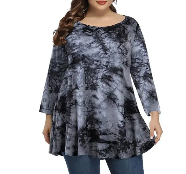 Beauty Fashion Print Round Neck Long Sleeve T shirt Grey - Shop at LoveMi