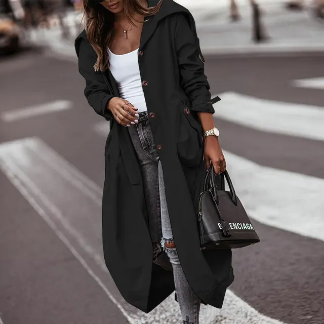 Temperament Niche Personality Casual Large Lapel Mid length Trench Coat Black - Shop at LoveMi