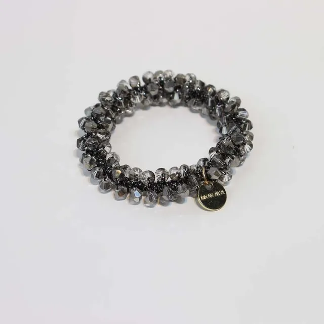 Bracelet Color Crystal Hair Ring Simple Pearl Rubber Band Cute Headwear Braided Head Rope Dark Grey - Shop at LoveMi