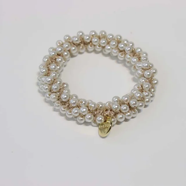 Bracelet Color Crystal Hair Ring Simple Pearl Rubber Band Cute Headwear Braided Head Rope Pearl - Shop at LoveMi