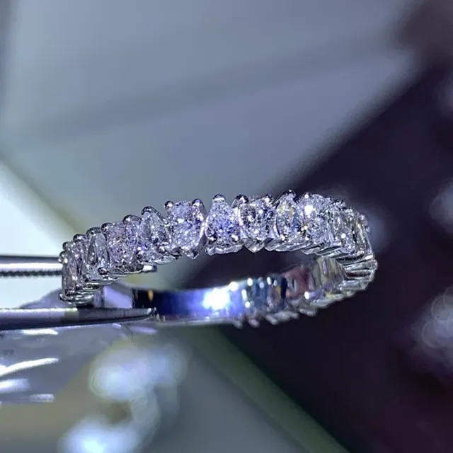 Simple Luxury Inlaid Waterdrop Rhinestone Rings Women's Simple Silver - Shop at LoveMi