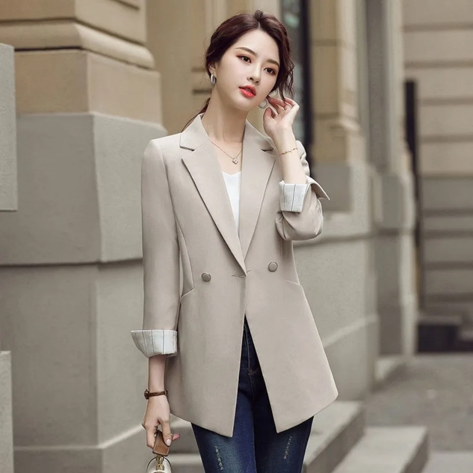Women's Fashionable Temperament Small Suit Top Apricot - Shop at LoveMi