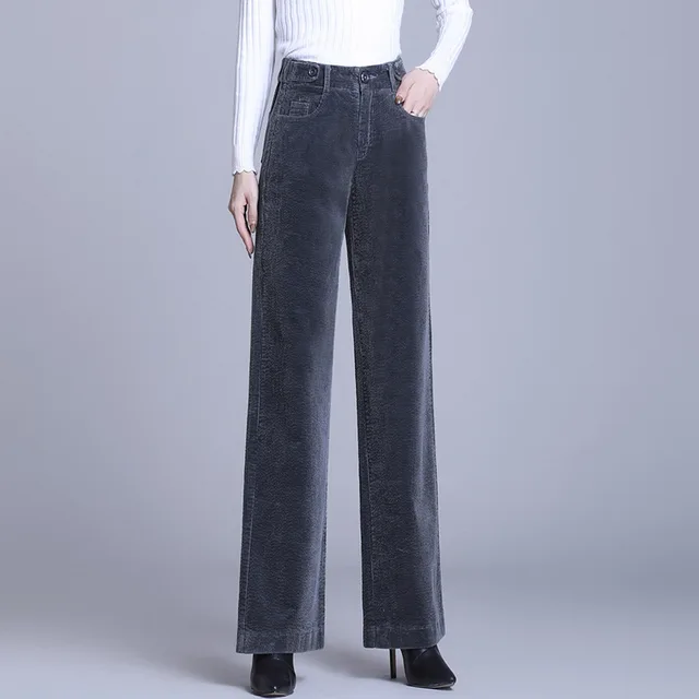 Women's Corduroy Pants Wide Leg Pants Grey - Shop at LoveMi