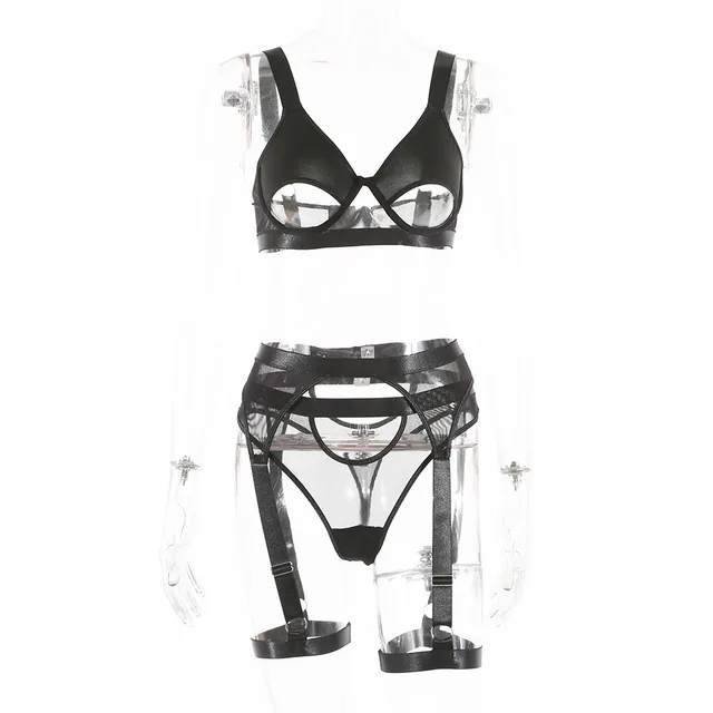 New Style Lace Temptation Sexy Underwear Set Black With Steel Ring - Shop at LoveMi