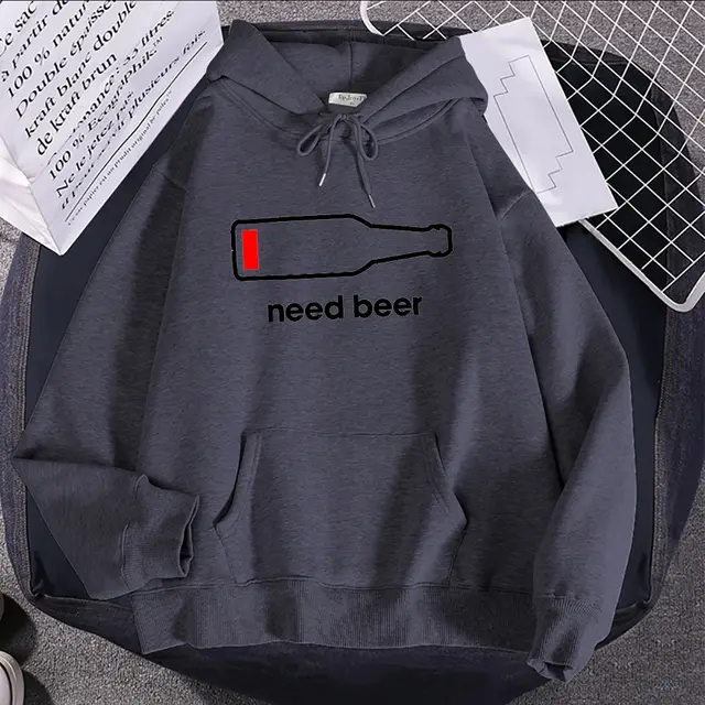 Breathable Casual Women's Hoodie Sweatshirt With Beer Print Dark Grey - Shop at LoveMi