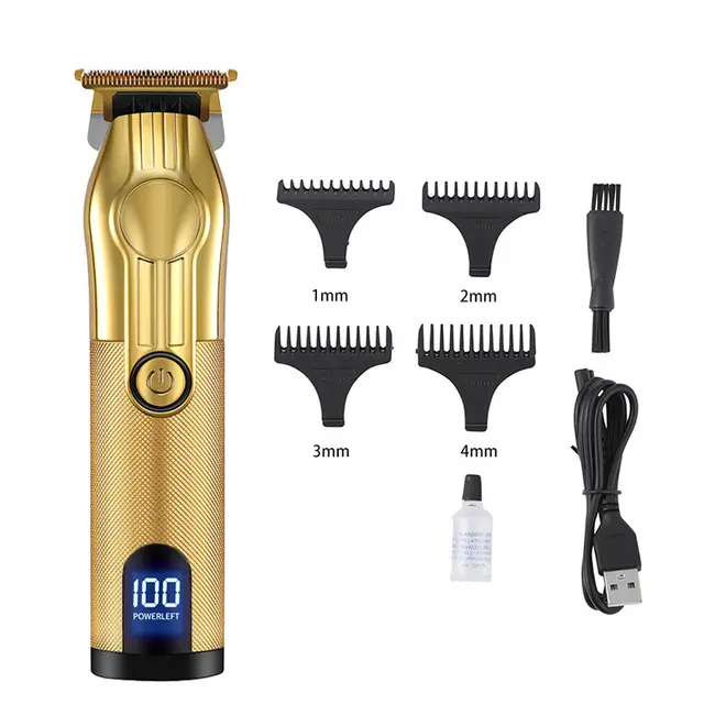 LCD Digital Display USB Charging Retro Oil Head Carving Hair Clipper Gold Digital Display - Shop at LoveMi