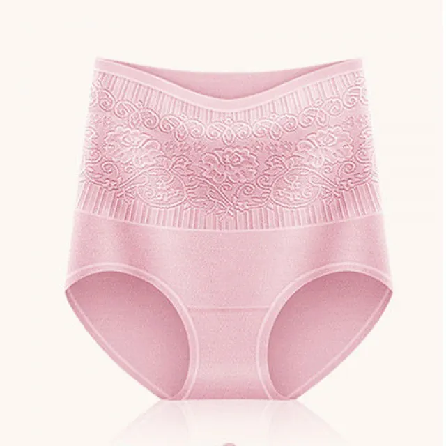 High Waist Abdomen Hip Raise Large Size Cotton Lace Sexy Panties Pink - Shop at LoveMi