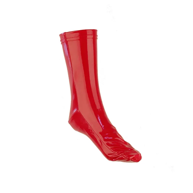 Women's Oil Bright Patent Leather PU Mirror Bodysuit Red Socks - Shop at LoveMi
