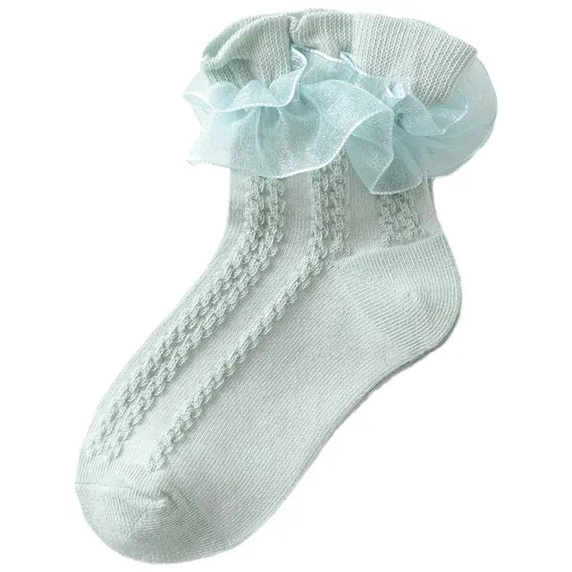 Girls' Double Layer Lace Socks Spring Autumn Winter Green - Shop at LoveMi