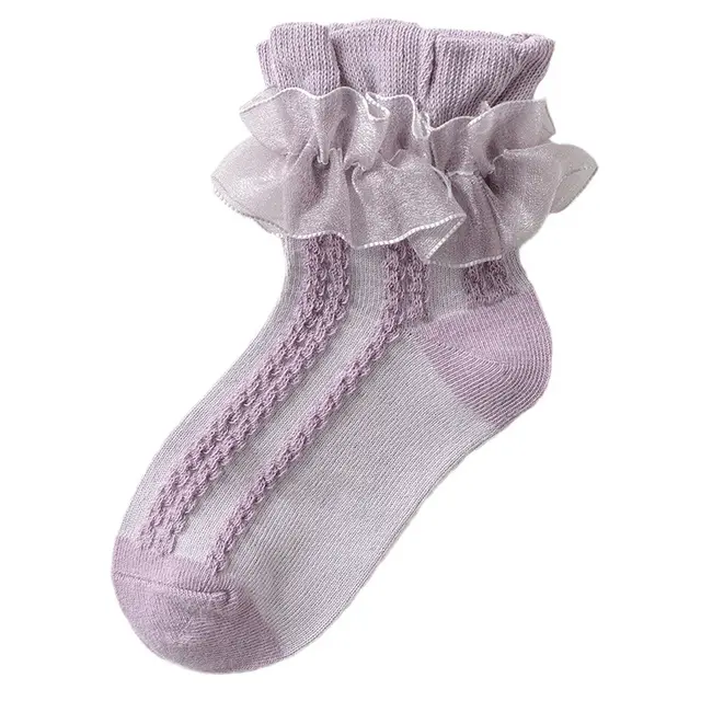 Girls' Double Layer Lace Socks Spring Autumn Winter Purple - Shop at LoveMi