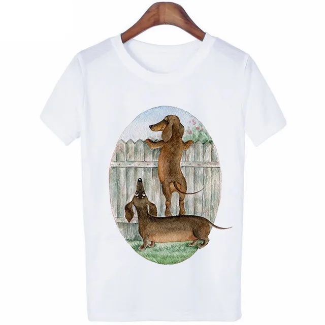 Fashion Dachshund Print Shirt Short Sleeve Women's 7 Style - Shop at LoveMi