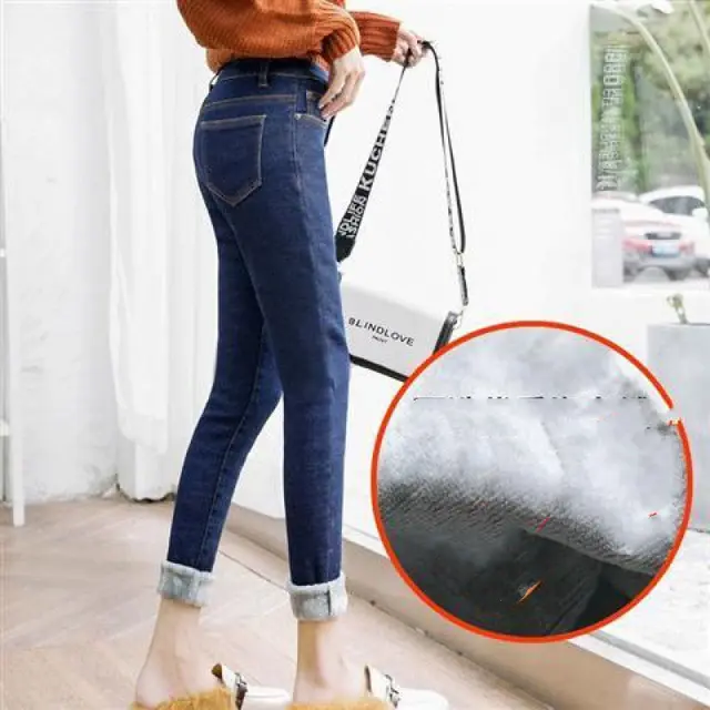 Women's Black Tight Fit And Thin Outer Wear Warm Cotton Pants 1White Velvet - Shop at LoveMi
