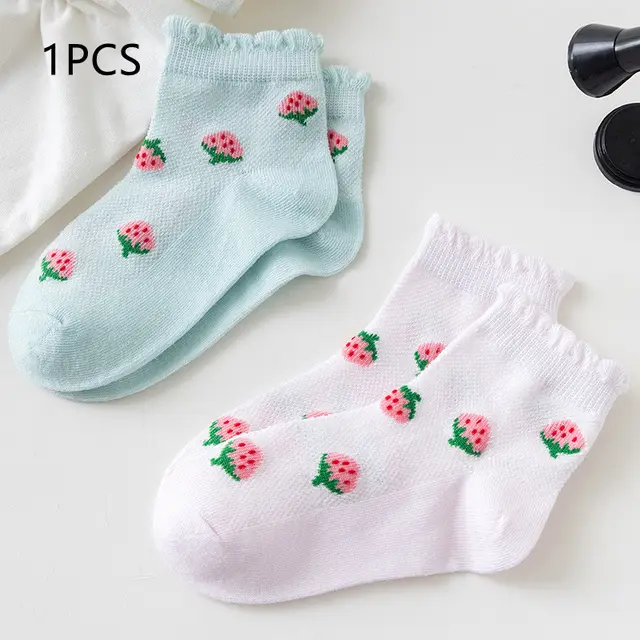 Strawberry Socks Children's Thin Socks Girls Medium Tube As Shown - Shop at LoveMi