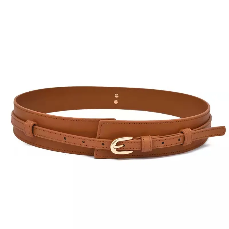 Women's Suit Dress Sweater Coat Belt - Brown