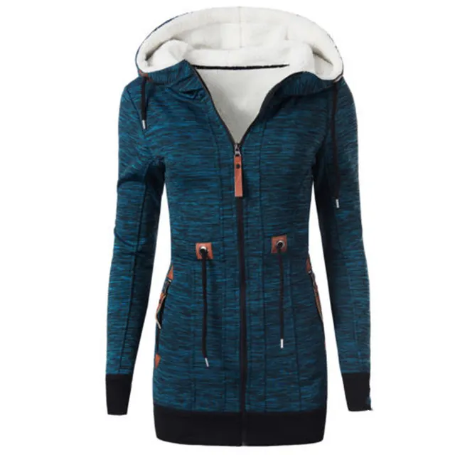 Fashion Casual Fleece Sweater Hooded Cardigan Coat Blue - Shop at LoveMi