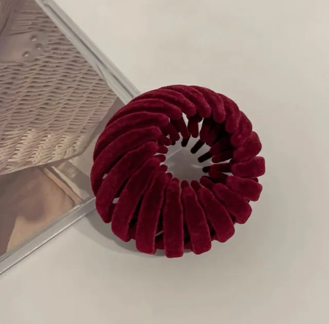 Maruko Hair Ornaments Bird's Nest Hair Tie Lazy Hairpin Wine Red - Shop at LoveMi