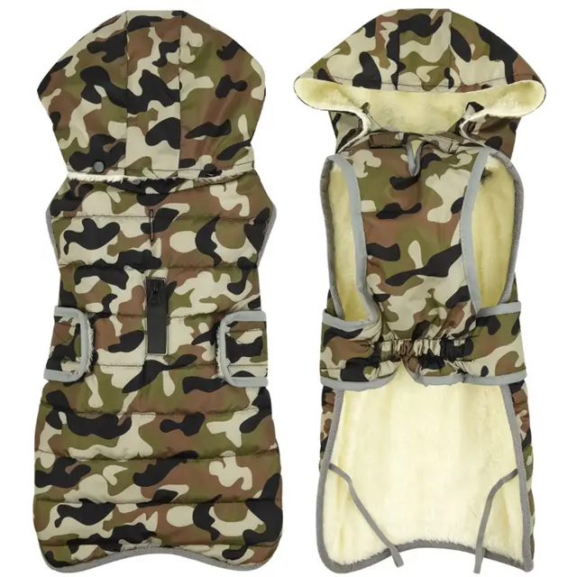 Detachable Hooded Pet Clothing Camo Dog Clothes Green Camouflage - Shop at LoveMi