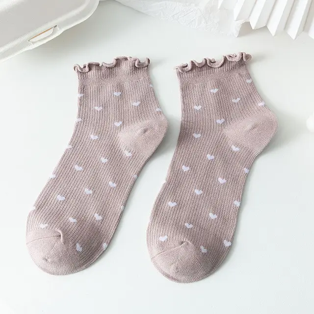 Women's Simple Japanese Lace Love Short Socks Lotus Root Starch - Shop at LoveMi