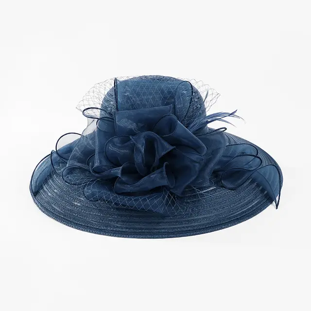 Fashion Simple Ladies Organza Top Hat Navy Blue - Shop at LoveMi