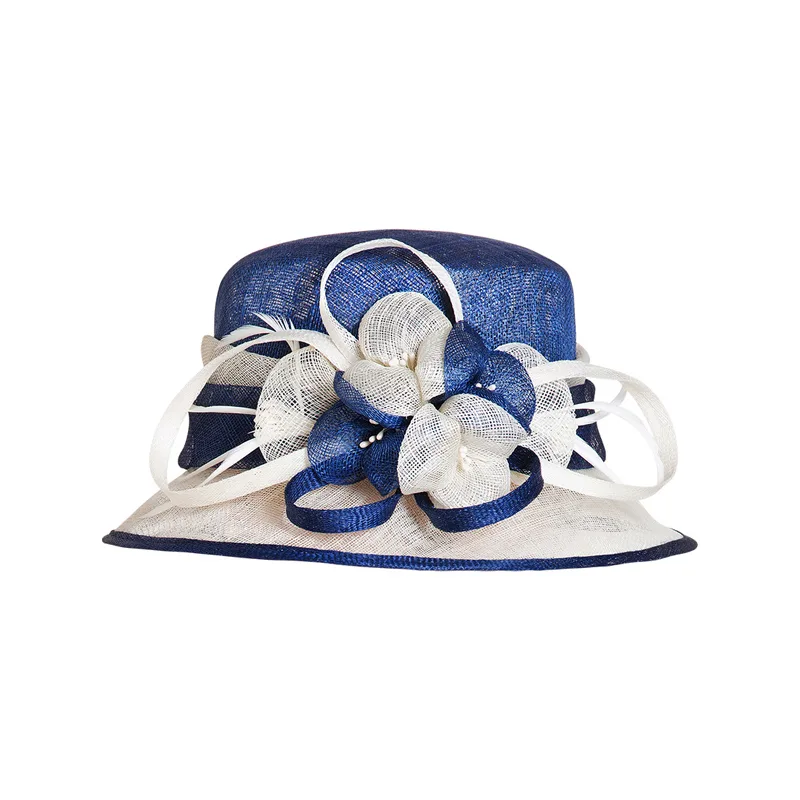Fashionable Women's Elegant Flower Hemp Yarn Top Hat Blue - Shop at LoveMi