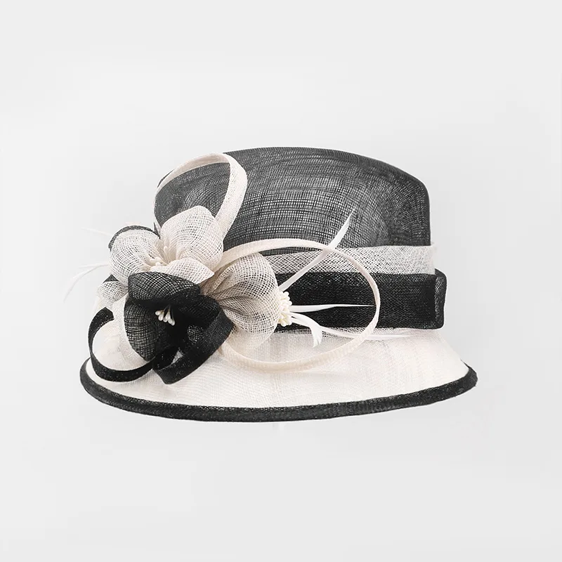 Fashionable Women's Elegant Flower Hemp Yarn Top Hat White - Shop at LoveMi