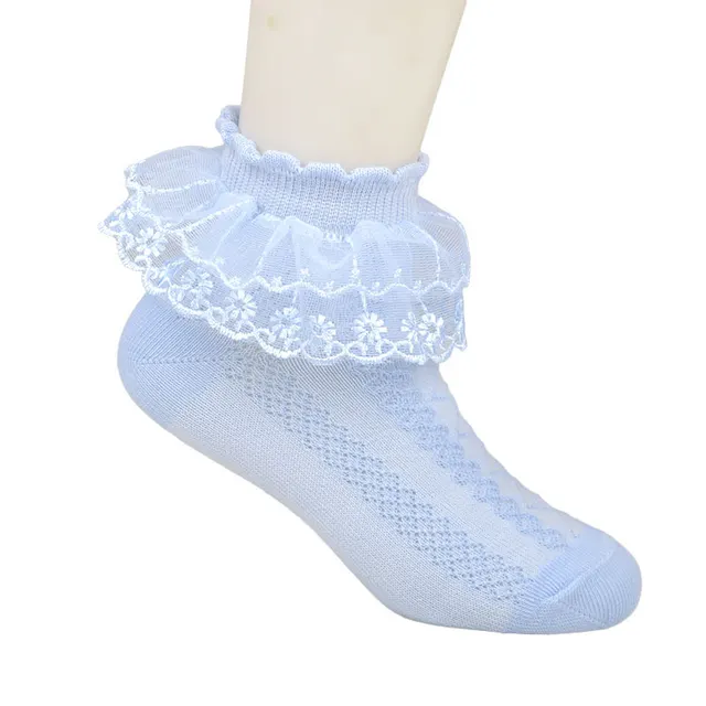 Children's Lace White Latin Dance Socks Blue - Shop at LoveMi